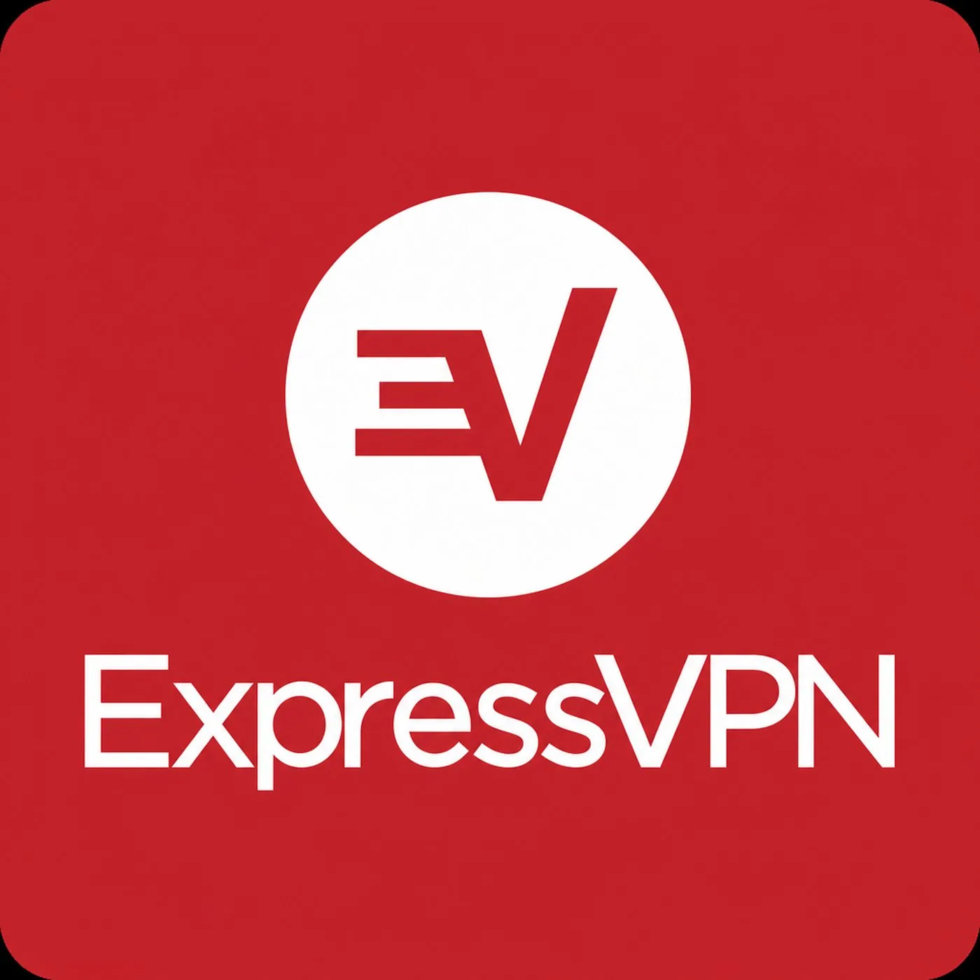 ExpressVPNs varumärkeslogotyp på röd bakgrund