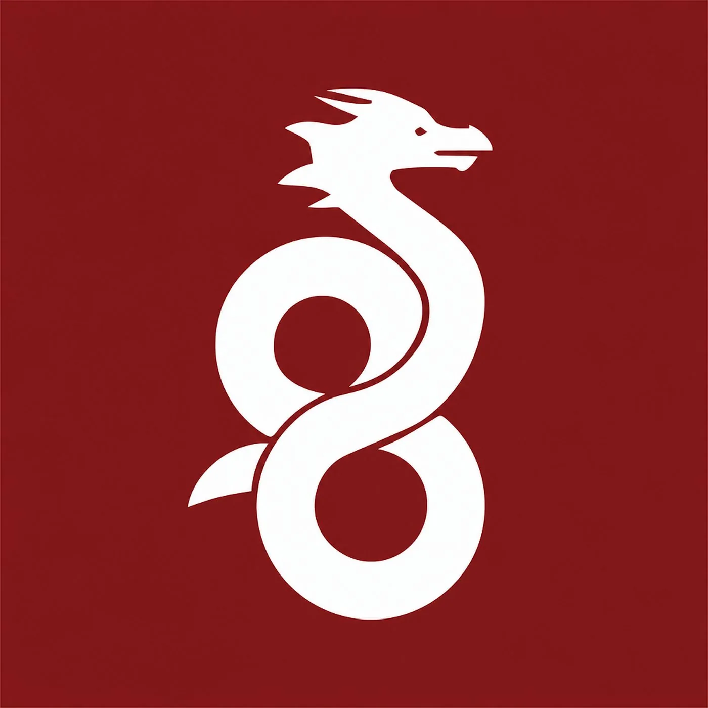 Logotypen för WireGuard föreställande en vit stiliserad drake på röd bakgrund