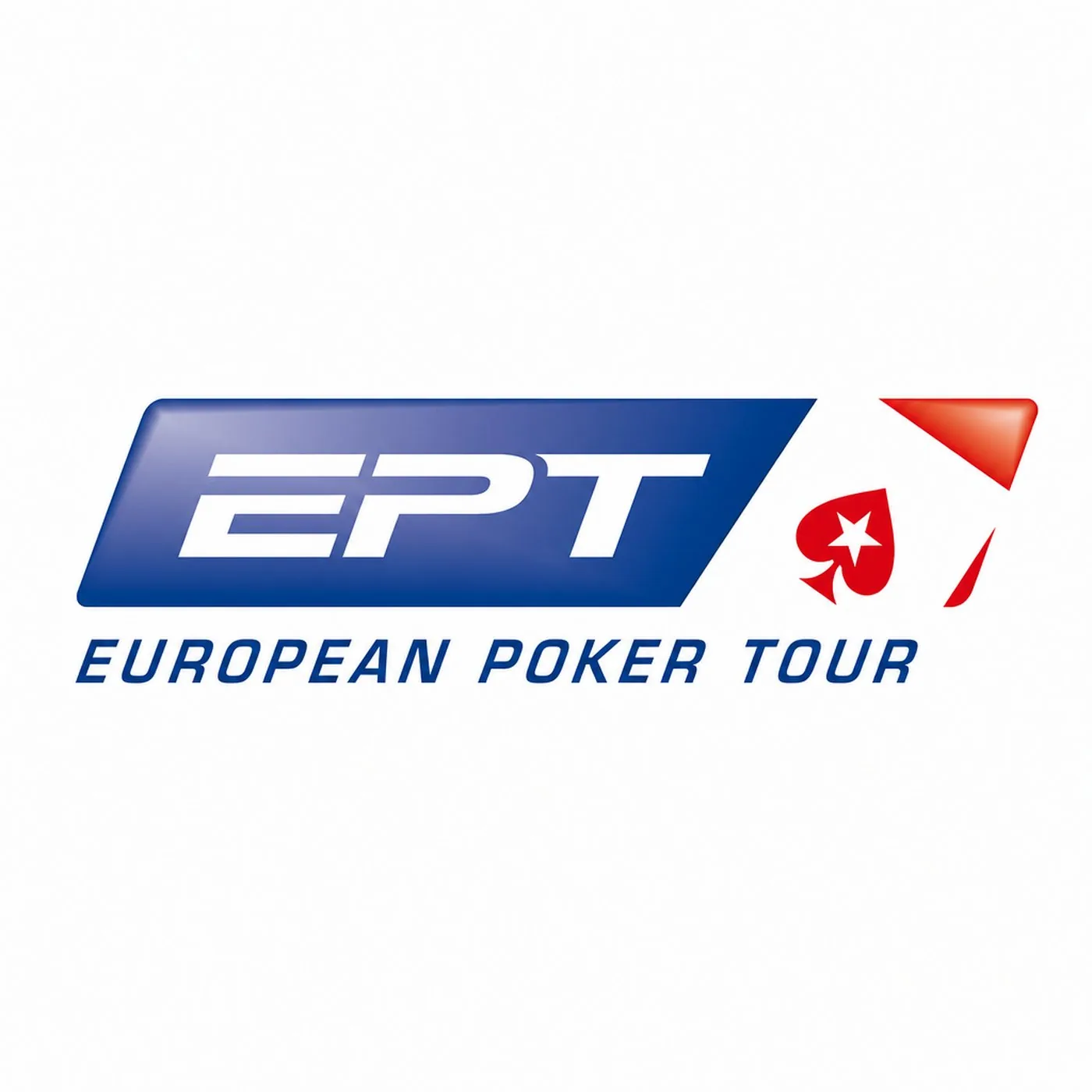 Logotyp för European Poker Tour med text och röd spader-symbol