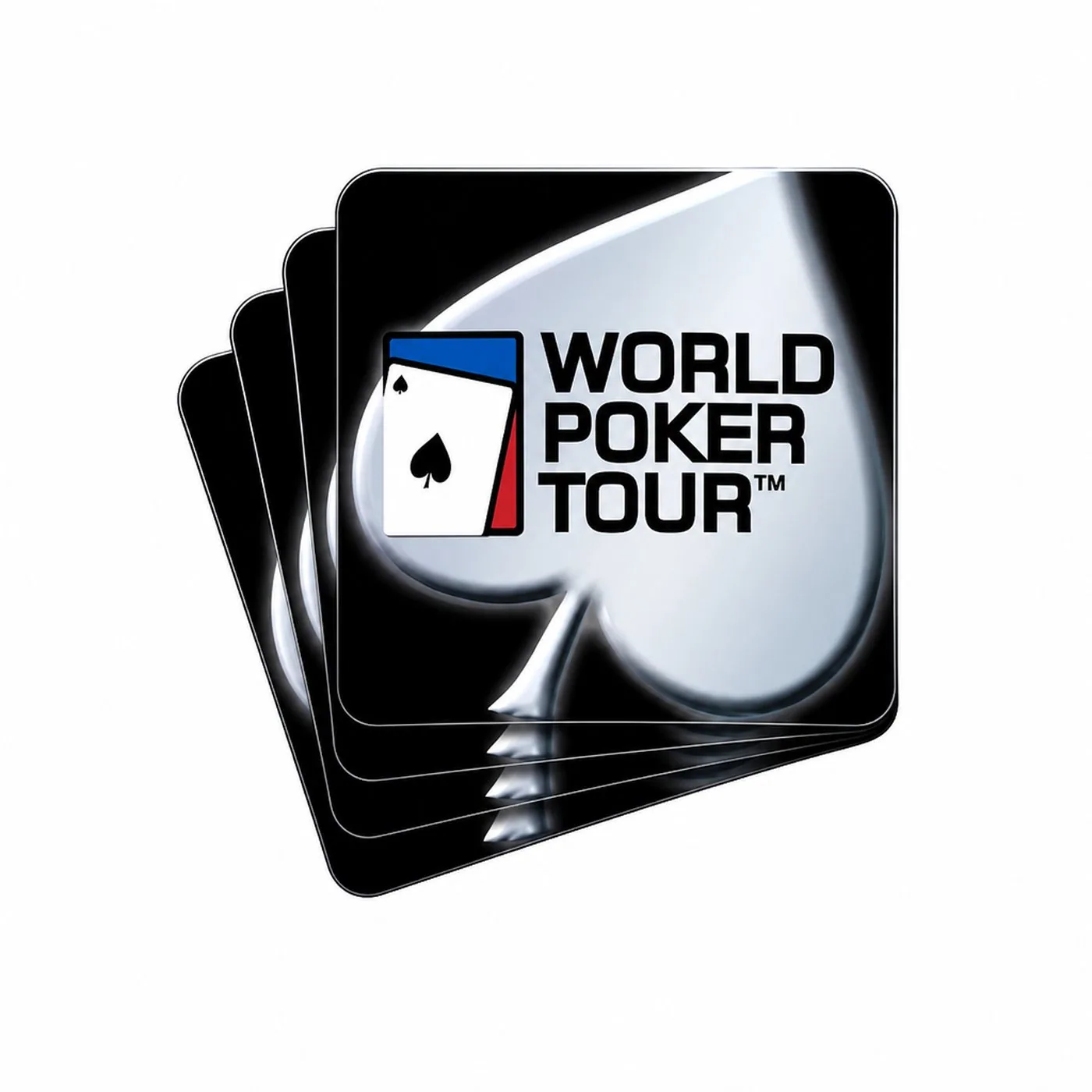 Logotyp för World Poker Tour med ett glänsande spader-motiv