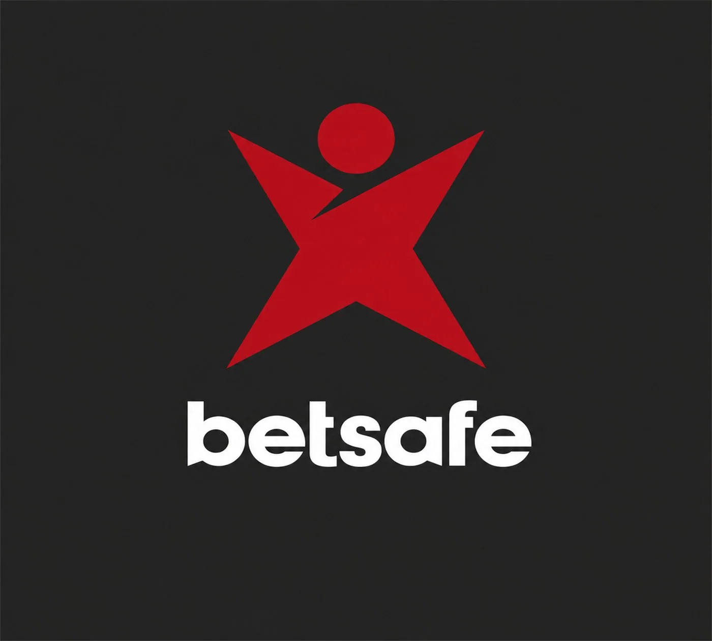 Betsafes logotyp med en röd stjärnfigur och vit text mot svart bakgrund
