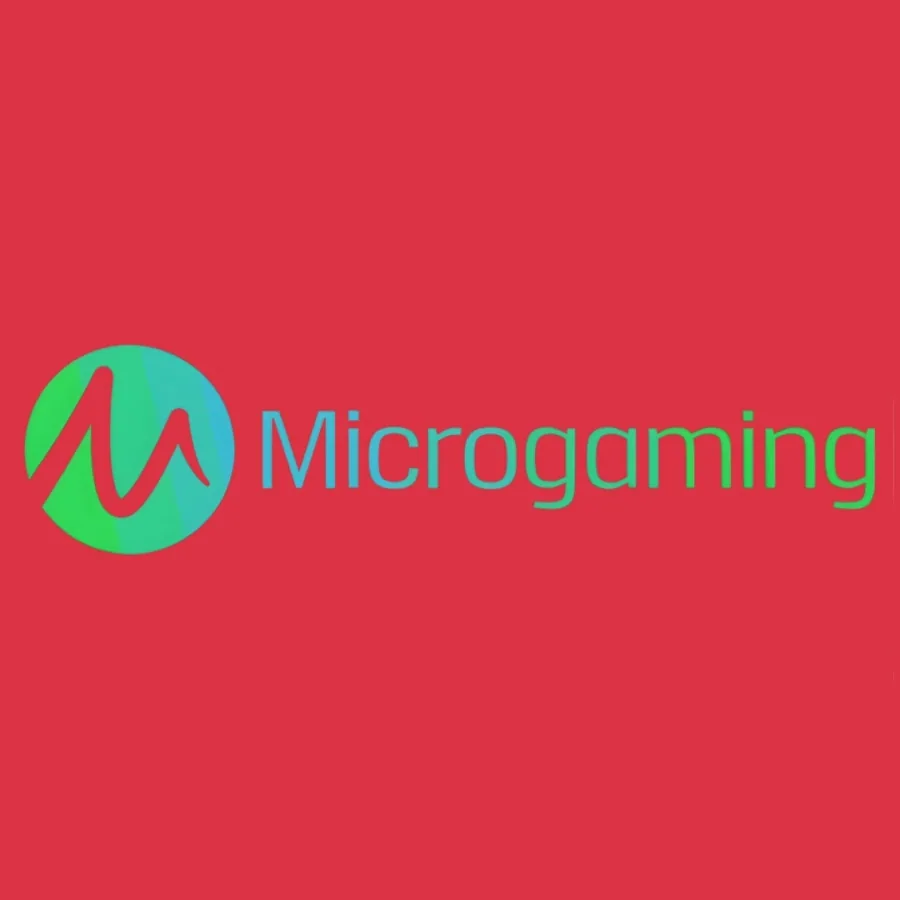 Logotyp för spelutvecklaren Microgaming med ett stiliserat M i en cirkel
