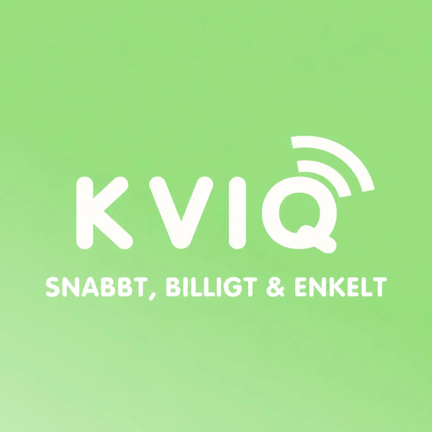 Logotyp för mobiloperatören Kviq med texten snabbt, billigt och enkelt
